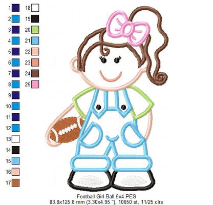 Girl with Football - Applique