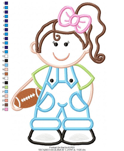 Girl with Football - Applique