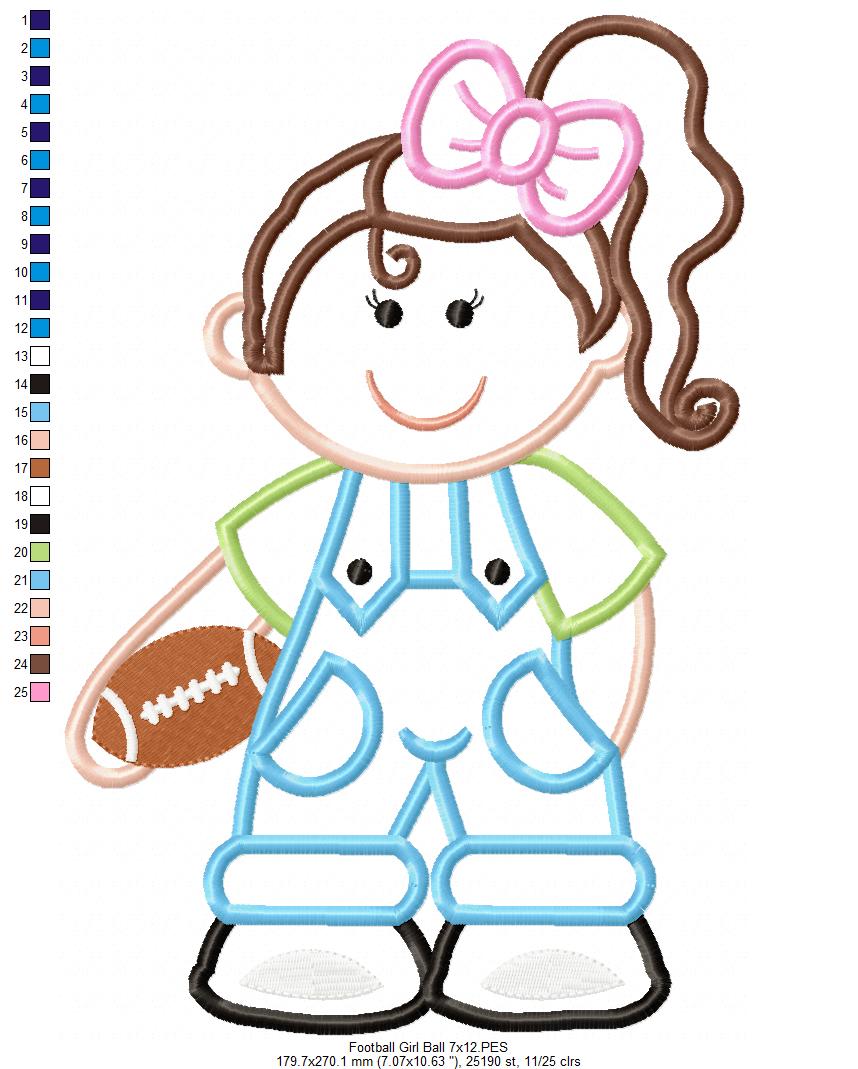 Girl with Football - Applique
