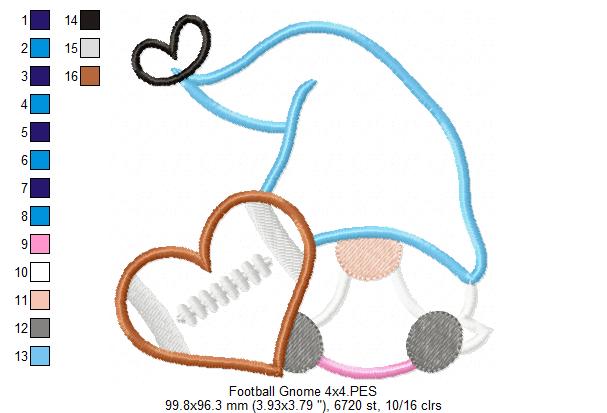 Love Football Gnome - Applique