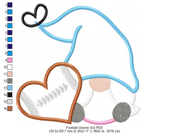 Love Football Gnome - Applique