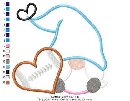 Love Football Gnome - Applique