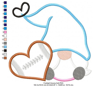 Love Football Gnome - Applique