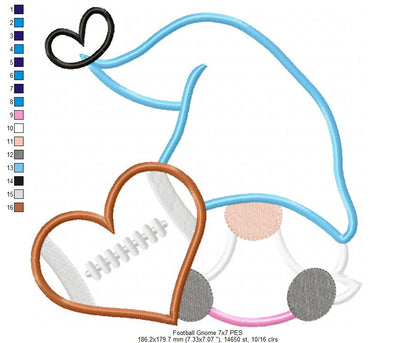 Love Football Gnome - Applique