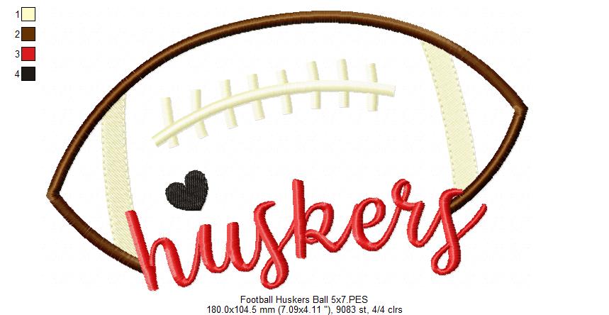 Football Huskers Ball - Fill Stitch
