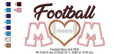 Football Mom – Appliqué – Machine Embroidery Design
