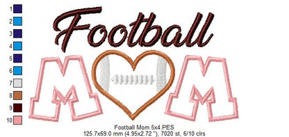 Football Mom – Appliqué – Machine Embroidery Design