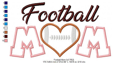 Football Mom – Appliqué – Machine Embroidery Design