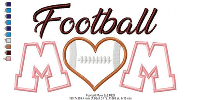 Football Mom – Appliqué – Machine Embroidery Design