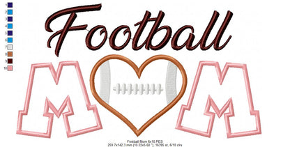 Football Mom – Appliqué – Machine Embroidery Design