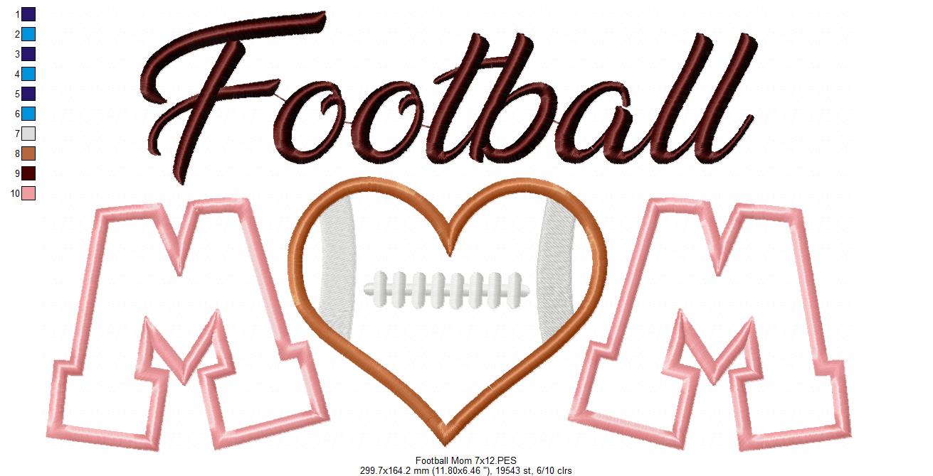 Football Mom – Appliqué – Machine Embroidery Design