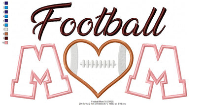 Football Mom – Appliqué – Machine Embroidery Design