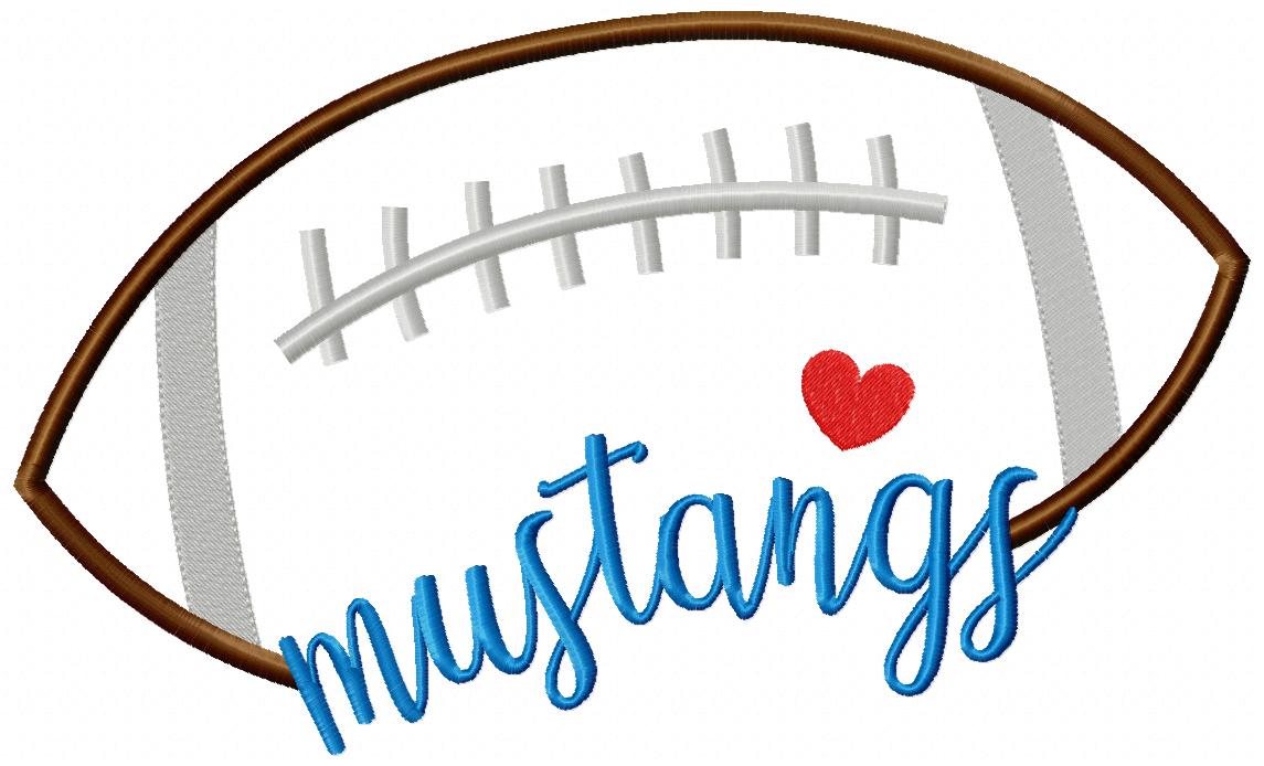 Mustangs Football Script - Satin Stitch – Machine Embroidery Design