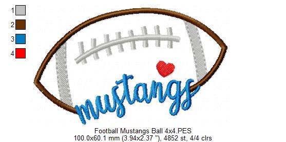Mustangs Football Script - Satin Stitch – Machine Embroidery Design