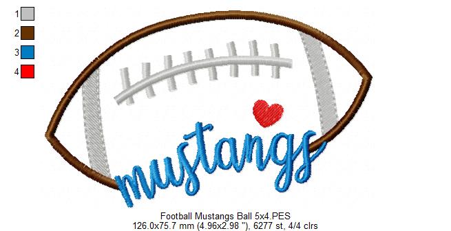 Mustangs Football Script - Satin Stitch – Machine Embroidery Design