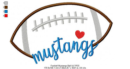 Mustangs Football Script - Satin Stitch – Machine Embroidery Design