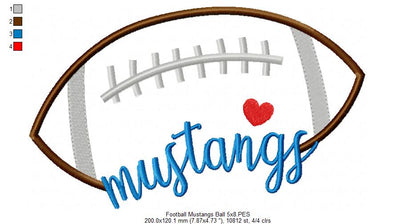 Mustangs Football Script - Satin Stitch – Machine Embroidery Design