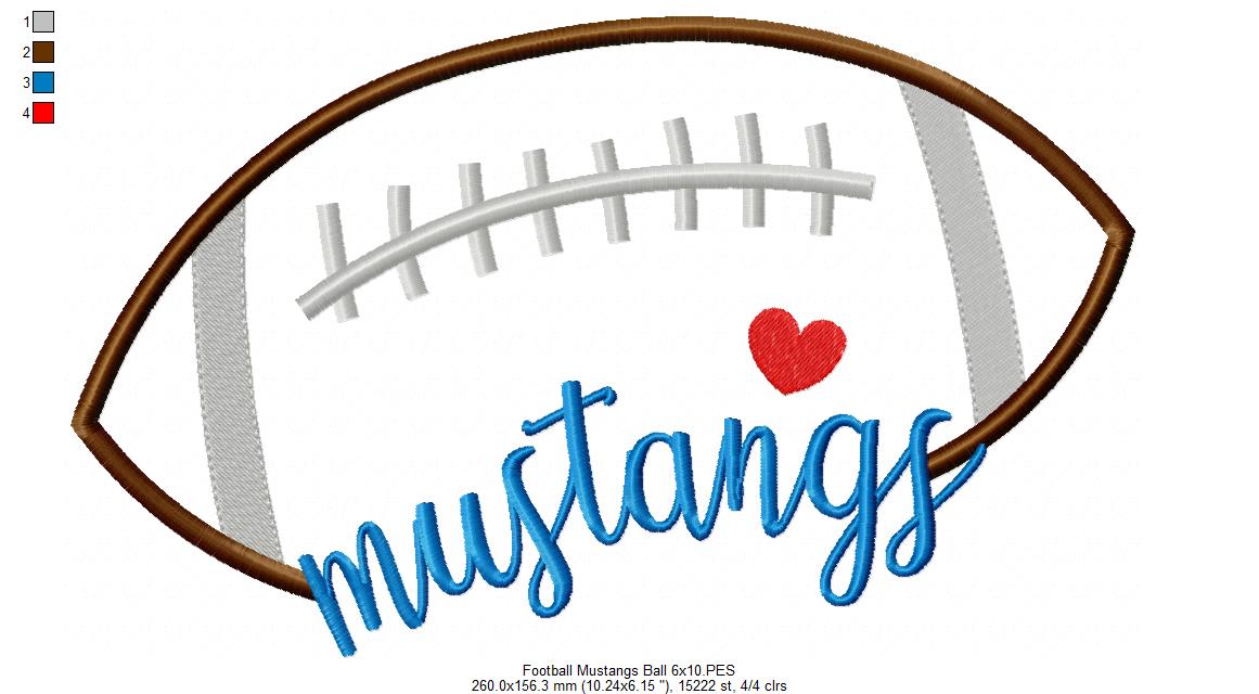 Mustangs Football Script - Satin Stitch – Machine Embroidery Design