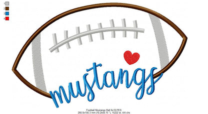 Mustangs Football Script - Satin Stitch – Machine Embroidery Design
