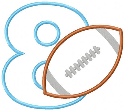Football Number 8 Eight 8th Birthday - Applique