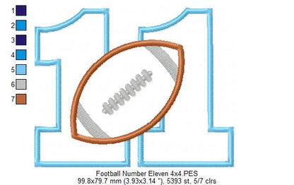 Football Number Eleven 11 Elenth Birthday - Applique
