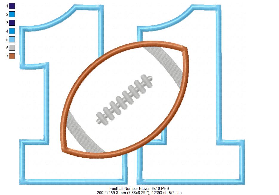 Football Number Eleven 11 Elenth Birthday - Applique