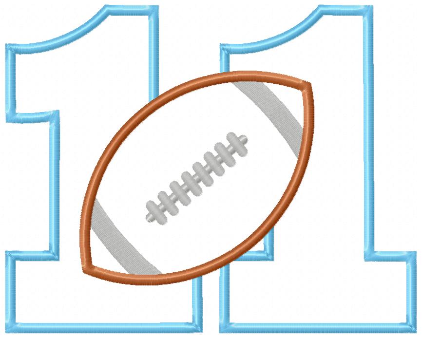 Football Birthday Set Numbers 1-11 - Applique