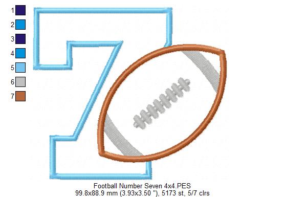 Football Number 7 Seven 7th Birthday - Applique