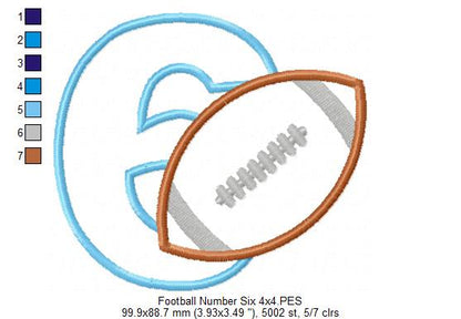 Football Number 6 Six 6th Birthday - Applique