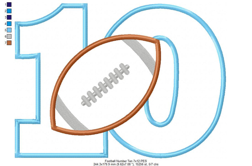 Football Number Ten 10th Tenth Birthday - Applique