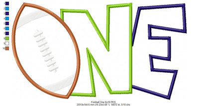 Football Birthday One - Applique - Machine Embroidery Design