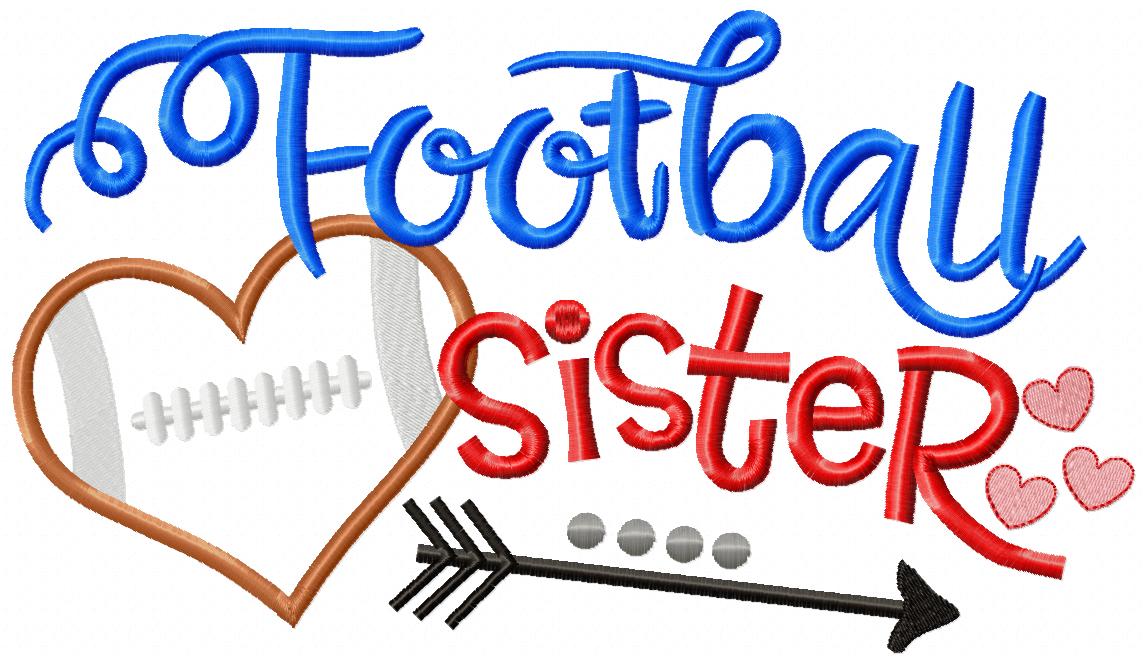 Football Sister - Appliqué - Machine Embroidery Design