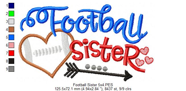 Football Sister - Appliqué - Machine Embroidery Design