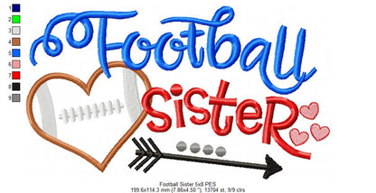 Football Sister - Appliqué - Machine Embroidery Design