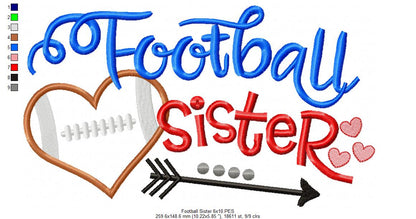 Football Sister - Appliqué - Machine Embroidery Design