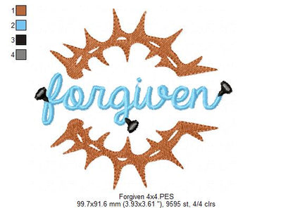 Crown of Thorns Forgiven - Fill Stitch Embroidery