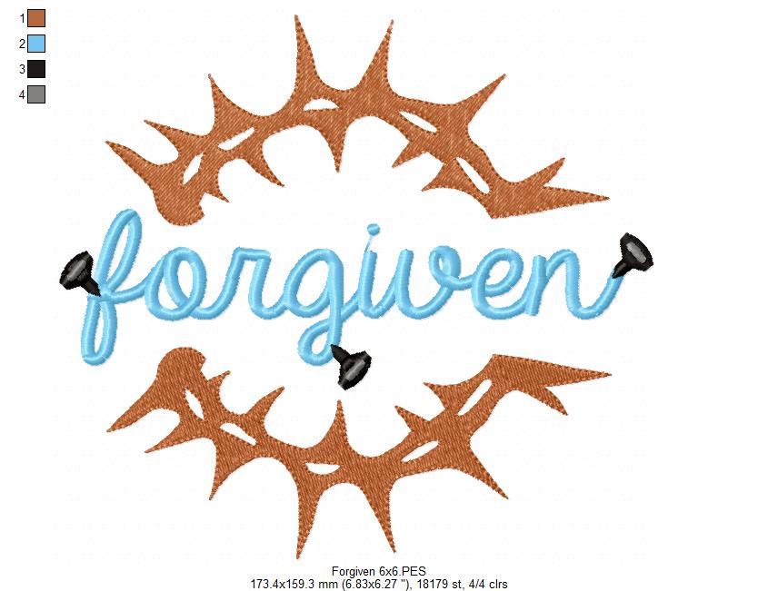 Crown of Thorns Forgiven - Fill Stitch Embroidery