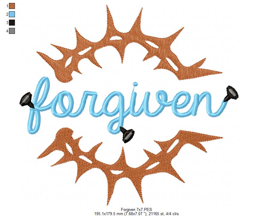 Crown of Thorns Forgiven - Fill Stitch Embroidery