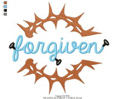 Crown of Thorns Forgiven - Fill Stitch Embroidery