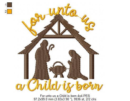 For Unto Us a Child is Born - Fill Stitch