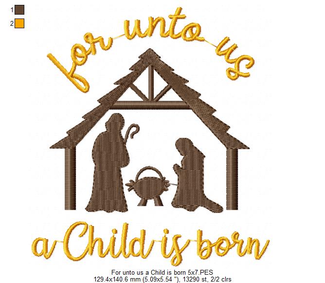 For Unto Us a Child is Born - Fill Stitch