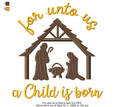 For Unto Us a Child is Born - Fill Stitch