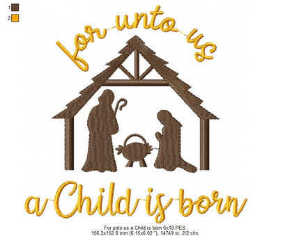 For Unto Us a Child is Born - Fill Stitch