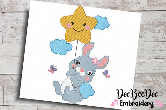 Baby Bunny With Star Ballon 2 - Rippled