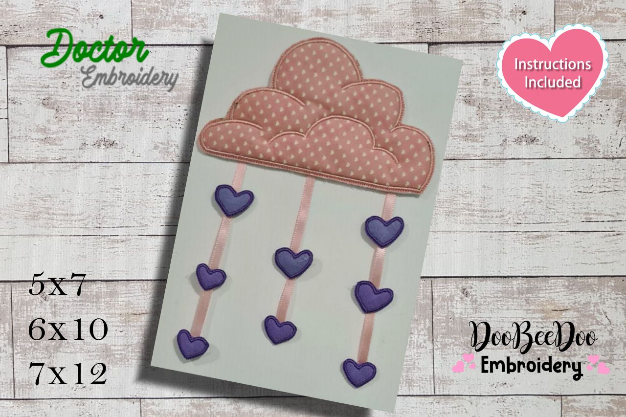 Love Cloud Valentine's Ornament - ITH Project - Machine Embroidery Design