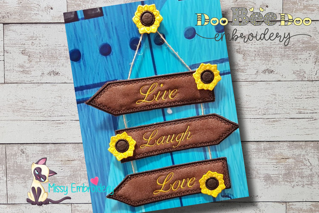 Live Laugh Love Sunflower - ITH Project - Machine Embroidery Design