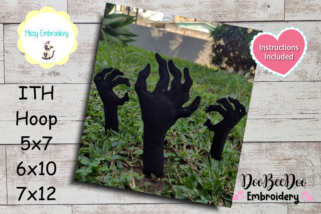 Halloween Zombie Hands - ITH Project - Machine Embroidery Design