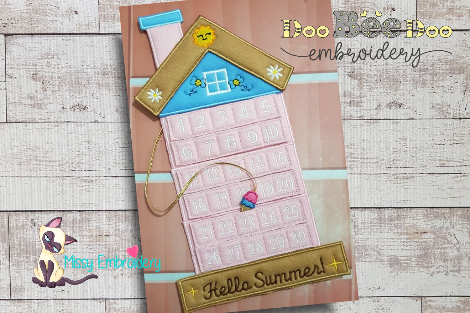 Hello Summer Calendar - ITH Project - Machine Embroidery Design ...