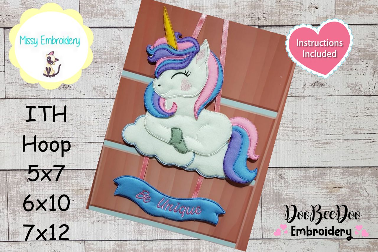 Cute Unicorn Ornament - ITH Project - Machine Embroidery Design