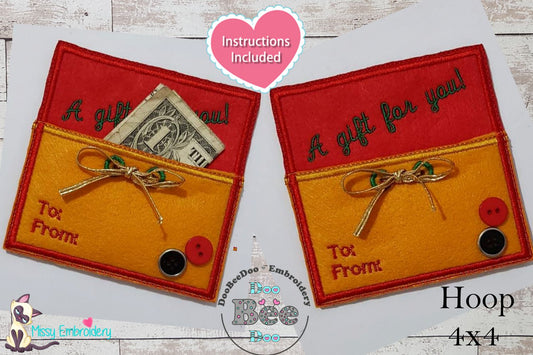 Money Gift Card A Gift For You - ITH Project - Machine Embroidery Design